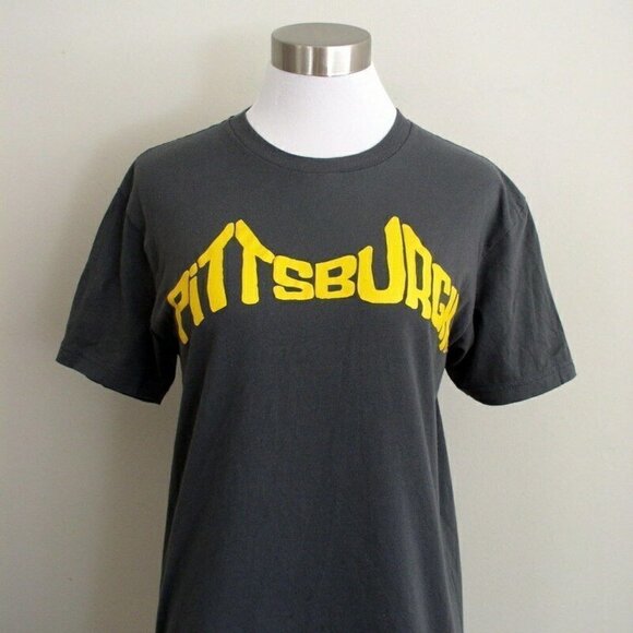 Next Level Pittsburgh Graphic Tee Gray Yellow Sz S - Picture 2 of 5